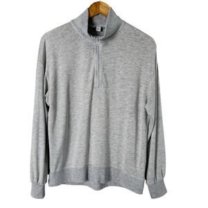 Three Dot Quarter Zip Pullover Sweater Lightweight Heather Gray, Size‎ Small